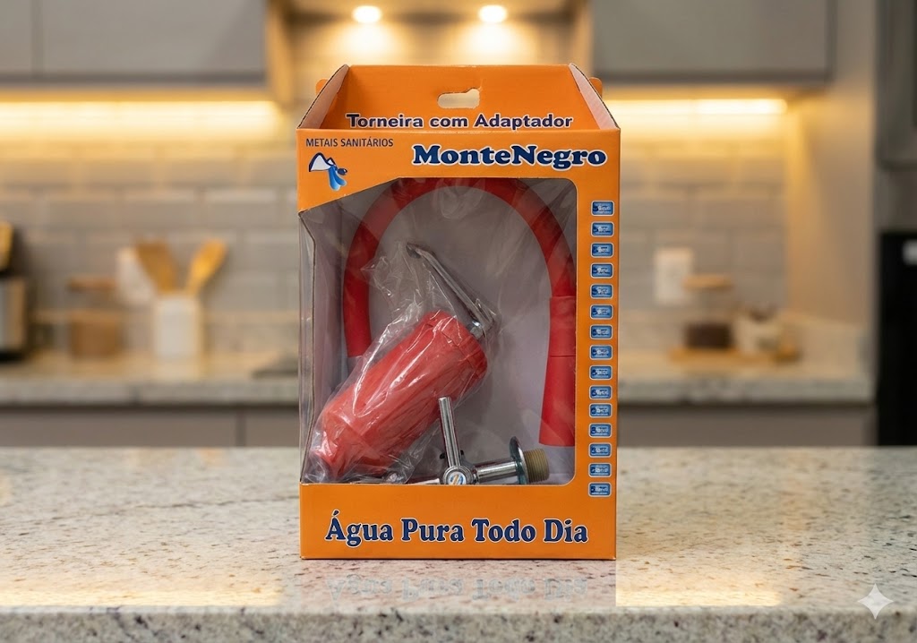 Torneira Cozinha Gourmet Parede com Filtro MonteNegro Vermelha