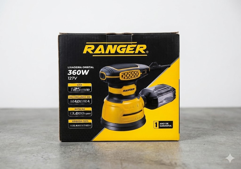 Lixadeira Orbital Ranger 360W 127V - 125mm (100% Rolamentada)